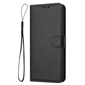 Samsung Galaxy S25 Ultra Vegan Leather Flip Cover avec sangle détachable – Sortidwood Samsung Galaxy S25 Ultra végétalien Couvrette en cuir avec sangle détachable – noir
