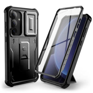 Samsung Galaxy S25 + (plus) Tech-Protect Kevlar Pro Hard Plastic Cover avec protection d'écran et kickstand – Black Samsung Galaxy S25 + (Plus) Tech -Protect Kevlar Pro Hard Plastic Cover avec protection contre l'écran et Kickstand – noir