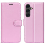Samsung Galaxy S25 + (Plus) Boîtier de portefeuille en cuir avec texture litchi et Shockabsorbing – Pink Samsung Galaxy S25 + (Plus) Wallet en cuir avec texture litchi et bébé choquant – rose rose