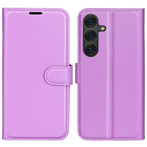 Samsung Galaxy S25 + (Plus) Case de portefeuille en cuir avec texture litchi et chocsorbing – Lilaeiderwood Samsung Galaxy S25 + (Plus) Bautique de portefeuille en cuir avec texture litchi et choc – Purple