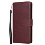 Samsung Galaxy S25 + (plus) / S24 + (plus) Couverture en cuir artificiel avec sac à main et sangle – Brownidwood Samsung Galaxy S25 + (plus) / S24 + (plus) Couverture en cuir artificiel avec bourse et bracelet foncé