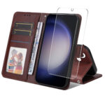 Samsung Galaxy S25 + (plus) / 24+ (plus) 2-en-1 COUVERTURE DU CUIR ARTIFICIEL avec protection d'écran Glass-Bruneiderwood Samsung Galaxy S25 + (plus) / 24+ (plus) 2-en-1 COUVERTURE ARTIFICIEL DE CUIR AVEC AVEC PROTÉRÉ PROTÉRÉ LETROWN-BROWN-B
