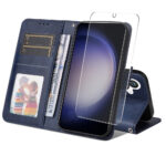 Samsung Galaxy S25 + (plus) / 24+ (plus) 2-en-1 COUVERTURE DU CUIR ARTIFICIAL AVEC LA PROTECTION DE LA PROTECTION ÉCRANS