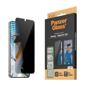 Panzerglass Samsung Galaxy S25 + (plus) – Protection d'écran d'adaptation ultra-large Verre – Fonction de confidentialité – transparent Panzerglass Samsung Galaxy S25 + (plus) – Protection d'écran d'ajustement ultra-large – Fonction de con
