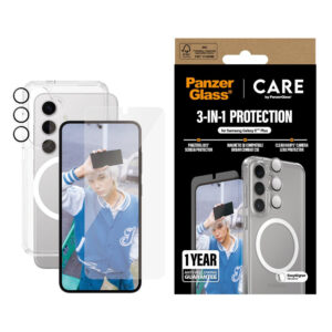 Soins par Panzerglass Samsung Galaxy S25 + (plus) 3 -in -1 Fonctionnement phare – Protection de couverture / écran (UWF) / Protection des caméras – Soins transparents par Panzerglass Samsung Galaxy S25 + (plus) 3 -in -1 Flagship Poule