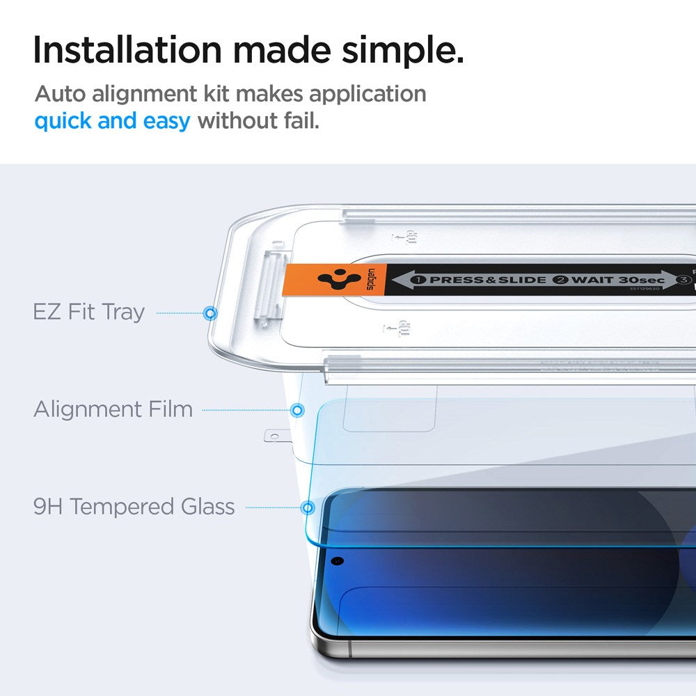 Samsung Galaxy S24 FE / A56 (5G) Spigen EZ Fit Glass.R Protection d'écran – 2 PCS. – Associé aux étuis – transparent Samsung Galaxy S24 FE / A56 (5G) Spigen EZ Fit Glass.R Protection d'écran – 2 PCS. – Associé à cas – Transparent 5