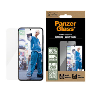 Samsung Galaxy A56 (5G) Panzerglass Ultra large ajustement Protection d'écran avec EasyAligner – Samsung Galaxy A56 (5G) Panzerglass Ultra Wide Screen Protection avec EasyAligner – transparent