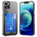 Couvercle en plastique hybride iPhone 14 avec support de carte – transparentiphone 14 Couvercle en plastique hybride avec support de carte – transparent