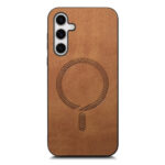 Samsung Galaxy S25 Couverture en cuir artificiel – Magsafe Compatible – Bruneiderwood Samsung Galaxy S25 Couverture en cuir artificiel – Magsafe Compatible – Brown