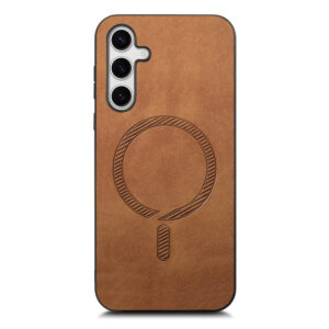 Samsung Galaxy S25 Couverture en cuir artificiel – Magsafe Compatible – Bruneiderwood Samsung Galaxy S25 Couverture en cuir artificiel – Magsafe Compatible – Brown