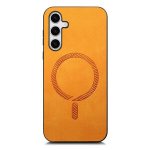 Samsung Galaxy S25 Couverture en cuir artificiel – Magsafe compatible – Orangeeiderwood Samsung Galaxy S25 Couverture en cuir artificiel – Magsafe compatible – Orange