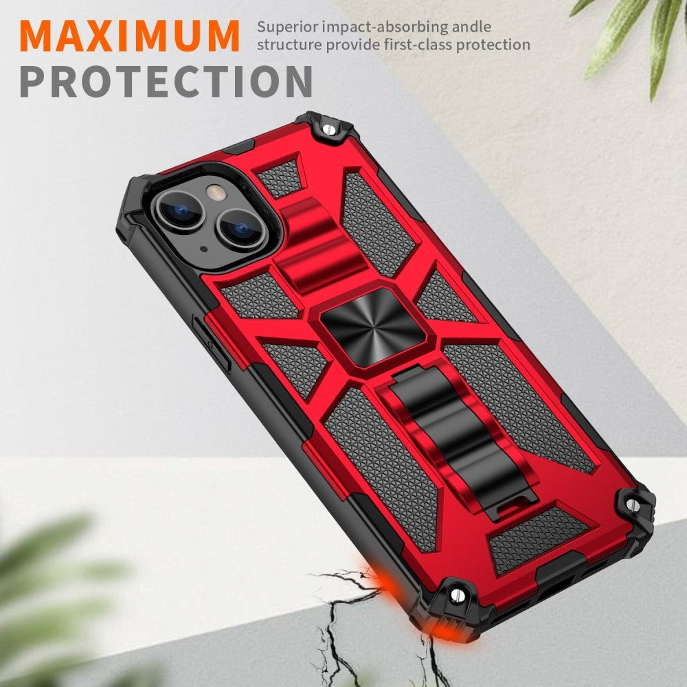 Couverture d'artisan hybride de l'iPhone 14 avec Kickstand & Magnet – Redephone 14 Hybrid Craftsman Cover avec Kickstand & Magnet – Red 2