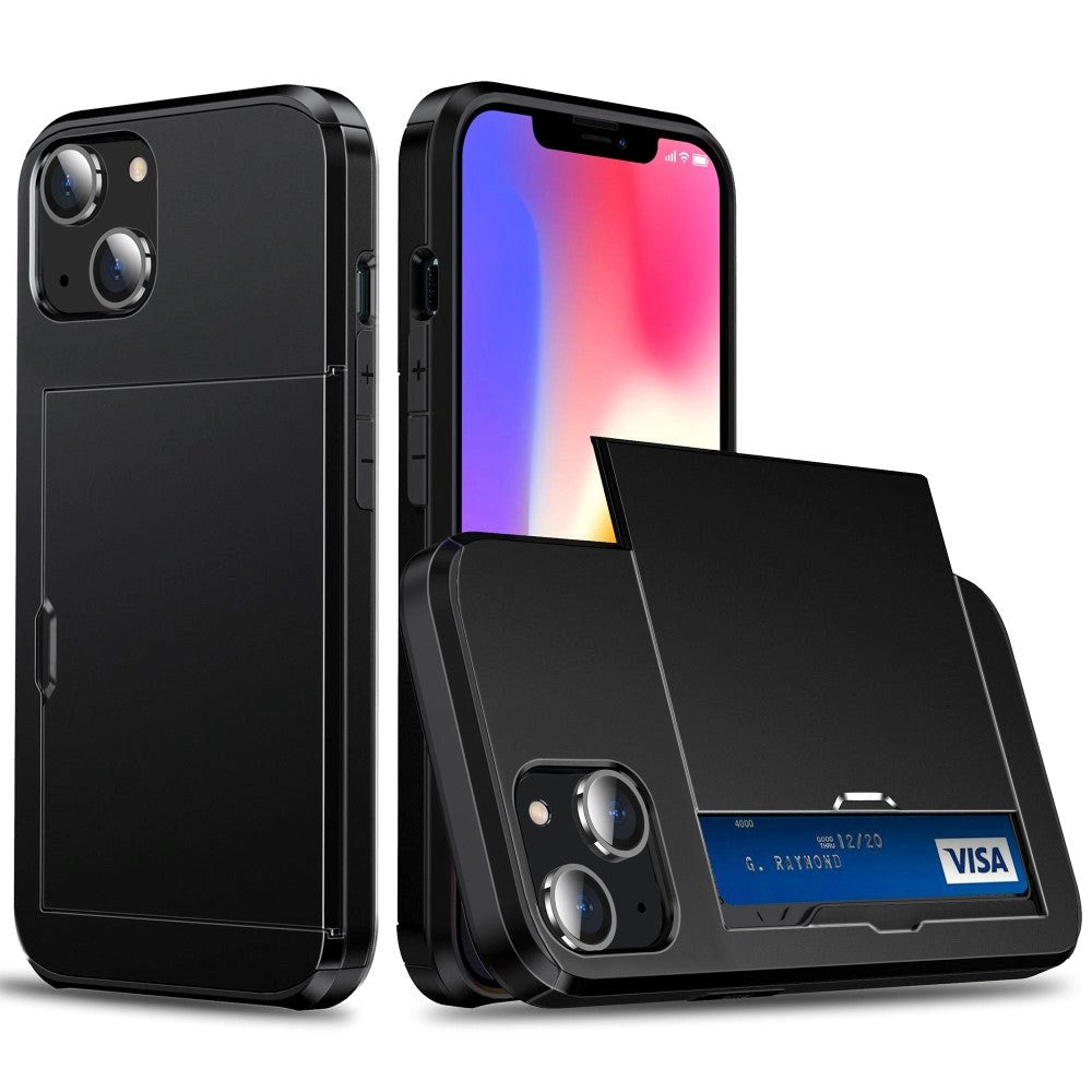 Couverture d'artisan hybride iPhone 14 avec support de carte – Couverture d'artisanat hybride triphone 14 avec support de carte – noir 1