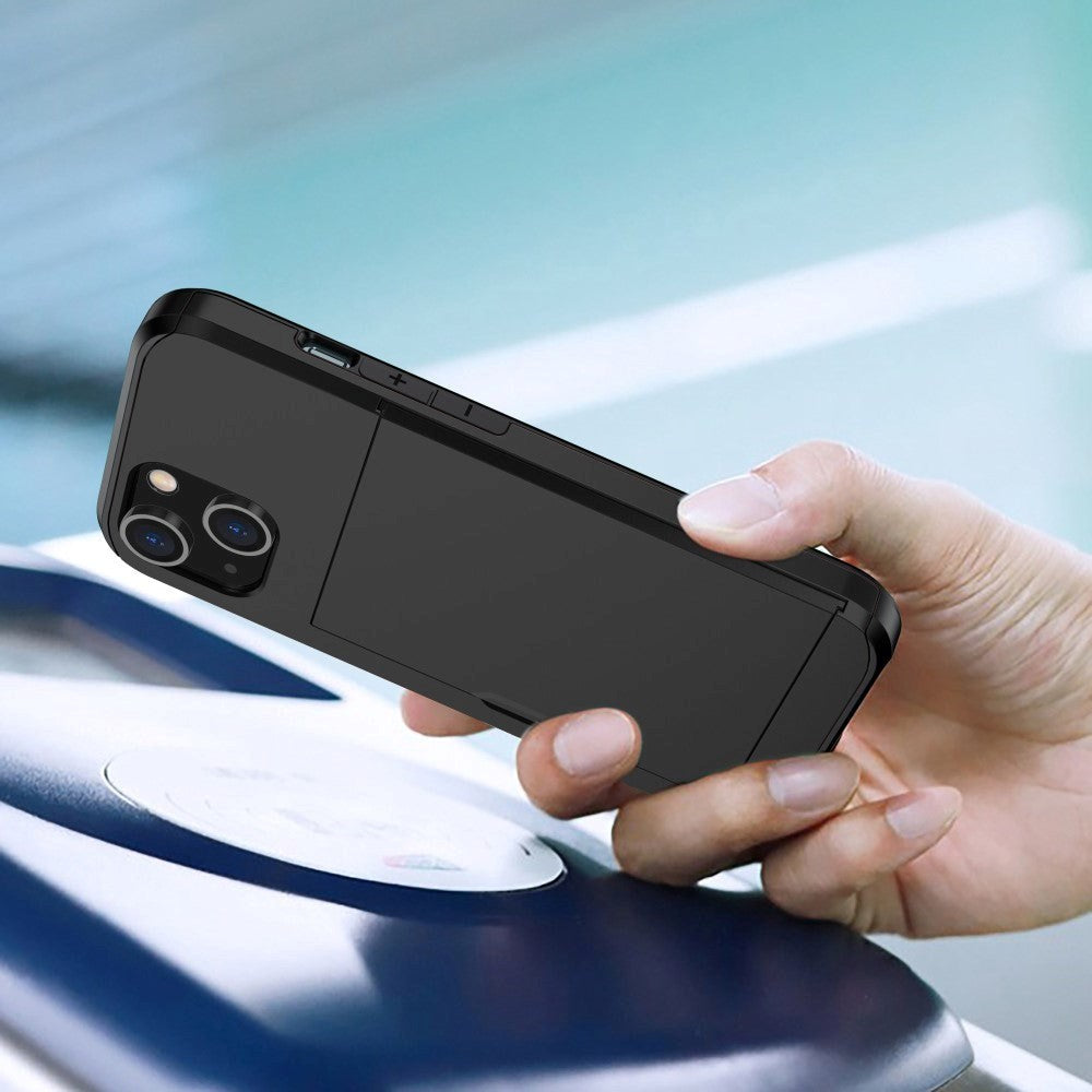 Couverture d'artisan hybride iPhone 14 avec support de carte – Couverture d'artisanat hybride triphone 14 avec support de carte – noir 4