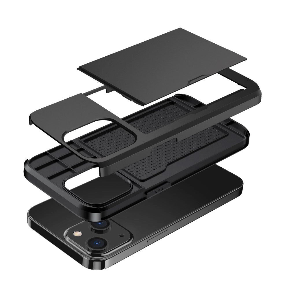 Couverture d'artisan hybride iPhone 14 avec support de carte – Couverture d'artisanat hybride triphone 14 avec support de carte – noir 2