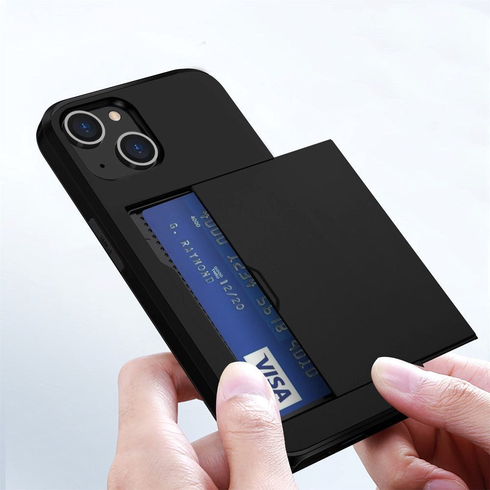 Couverture d'artisan hybride iPhone 14 avec support de carte – Couverture d'artisanat hybride triphone 14 avec support de carte – noir 3
