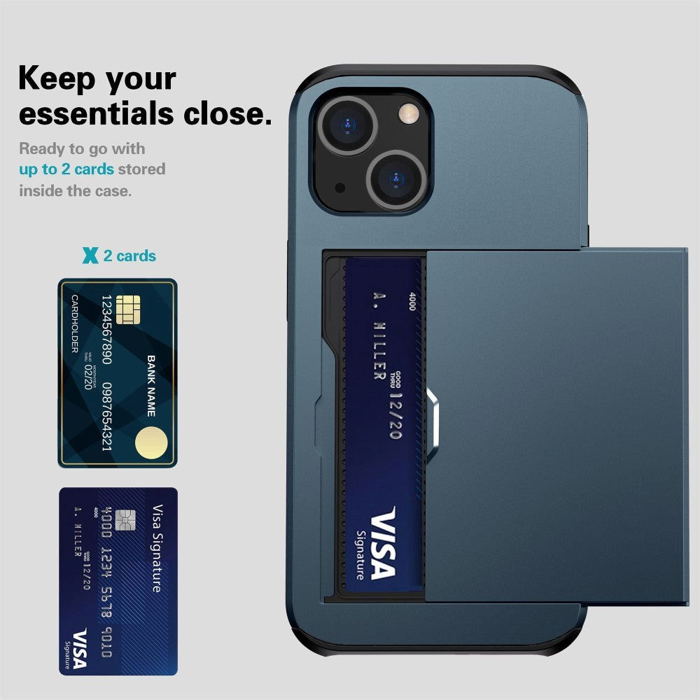Couverture d'artisan hybride iPhone 14 avec support de carte – Navy Blueiphone 14 Hybrid Cabille artisanale avec porte-carte – bleu marine 4