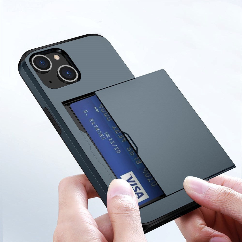 Couverture d'artisan hybride iPhone 14 avec support de carte – Navy Blueiphone 14 Hybrid Cabille artisanale avec porte-carte – bleu marine 3