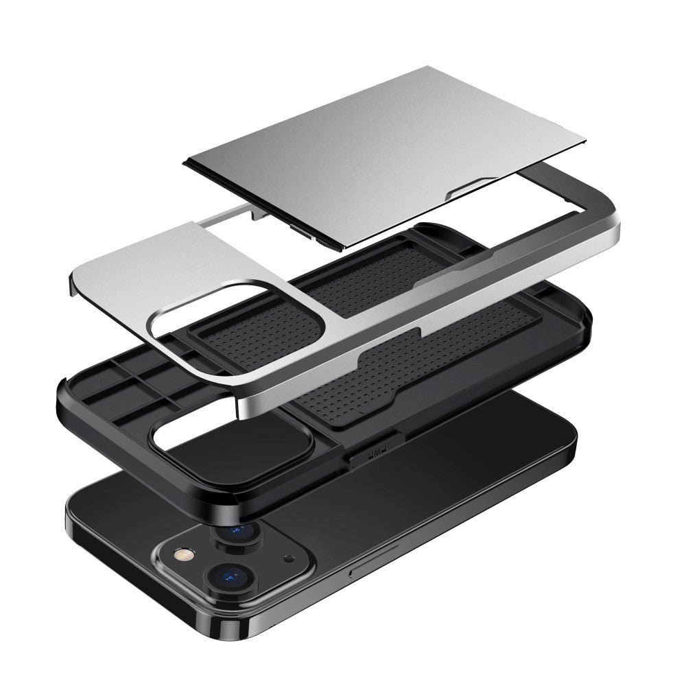 Couverture d'artisan hybride iPhone 14 avec support de carte – Grayiphone 14 Couverture d'artisanat hybride avec porte-carte – Gray 2