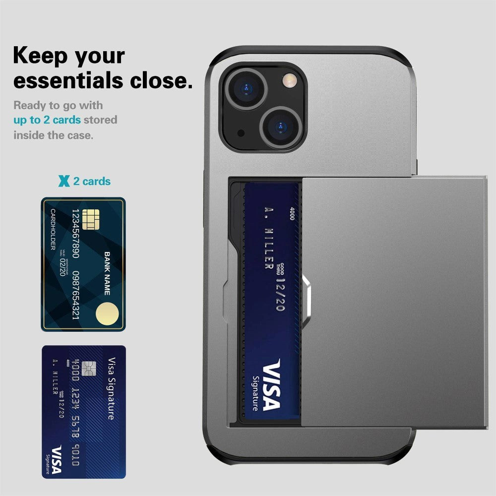 Couverture d'artisan hybride iPhone 14 avec support de carte – Grayiphone 14 Couverture d'artisanat hybride avec porte-carte – Gray 4