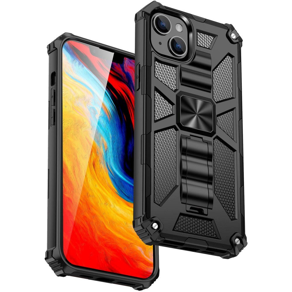 Couverture d'artisan hybride de l'iPhone 14 avec Kickstand & Magnet – Struchone 14 Hybrid Craftsman Cover with Kickstand & Magnet – Black 1