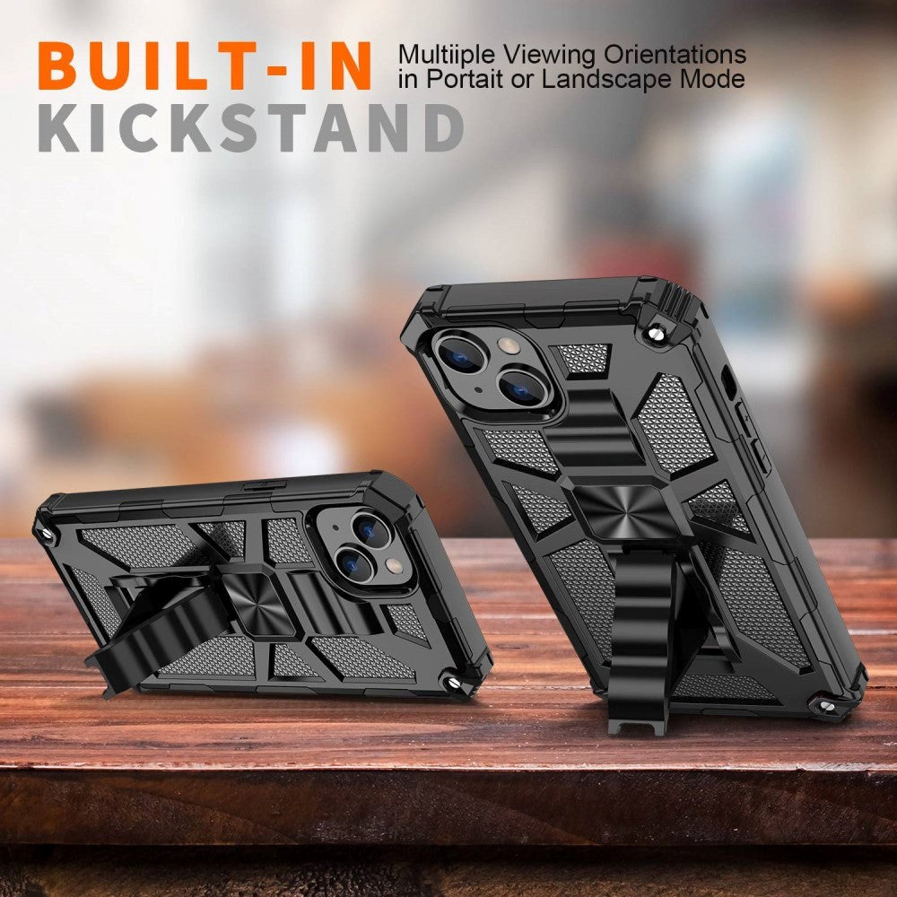 Couverture d'artisan hybride de l'iPhone 14 avec Kickstand & Magnet – Struchone 14 Hybrid Craftsman Cover with Kickstand & Magnet – Black 3
