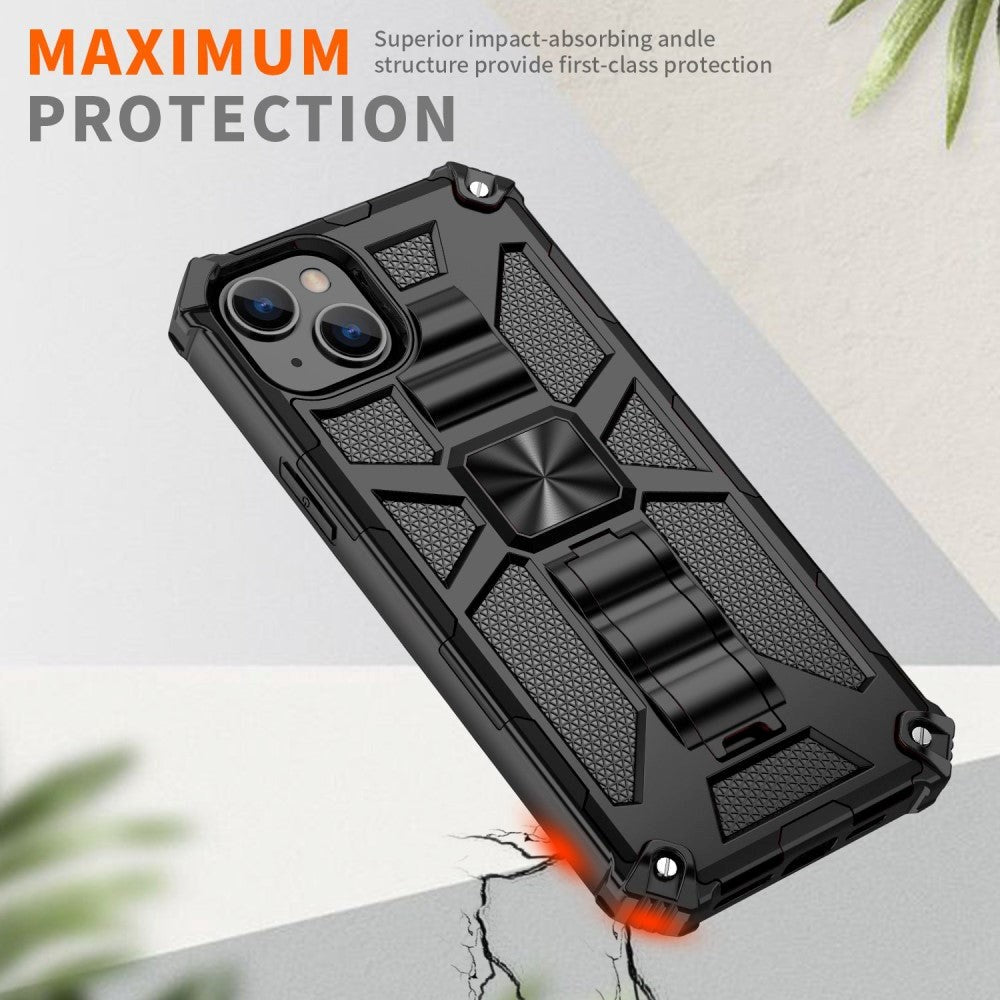 Couverture d'artisan hybride de l'iPhone 14 avec Kickstand & Magnet – Struchone 14 Hybrid Craftsman Cover with Kickstand & Magnet – Black 2