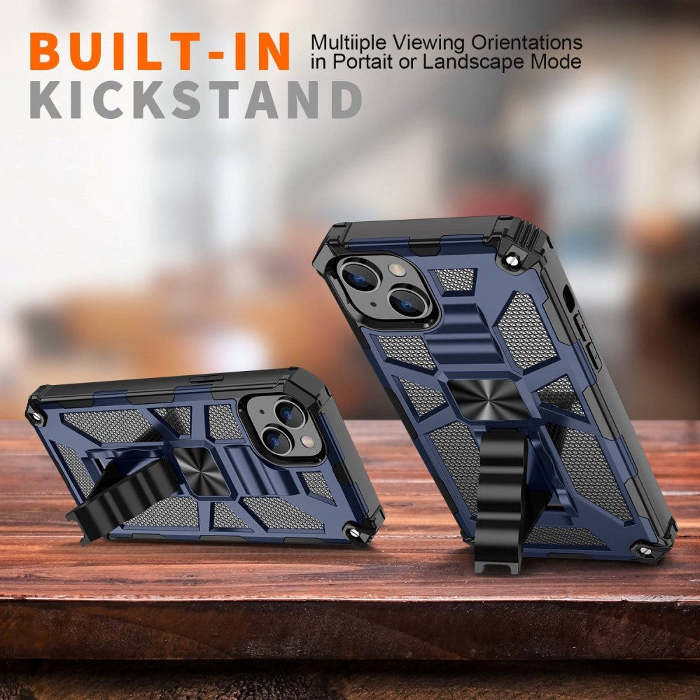 Couverture d'artisan hybride de l'iPhone 14 avec Kickstand & Magnet – BlueIphone 14 Hybrid Craftsman Cover with Kickstand & Magnet – Bleu 4