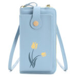 Embrayage mobile en cuir universel avec bandoulière (160 x 80 mm) – Embrayage mobile en cuir universel bleu avec bandoulière (160 x 80 mm) – bleu