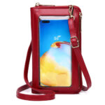 Embrayage en cuir avec poche mobile et bandoulière (180 x 90 mm) – Embrayage en cuir rouge avec poche mobile et bandoulière (180 x 90 mm) – rouge