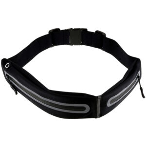 Ceinture de course avec réflexe et poches de rangement – ceinture noire-running avec poches réflexes et de stockage – noir