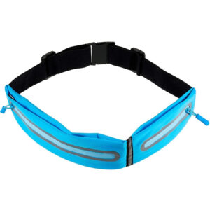 Ceinture de course avec réflexe et poches de rangement – ceinture noire claire avec réflexe et poches de rangement – bleu clair