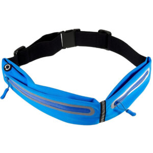 Ceinture de course avec réflexe et poches de stockage – ceinture de soufflage avec des poches de réflexe et de rangement – bleu