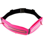 Ceinture de course avec des poches réflexes et de rangement – ceinture rose avec réflexe et poches de rangement – rose