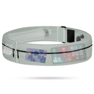 Ceinture de course universelle sportive avec stockage pour mobile et accessoires – courroie de course sportive universelle gris clair avec stockage pour mobile et accessoires – gris clair