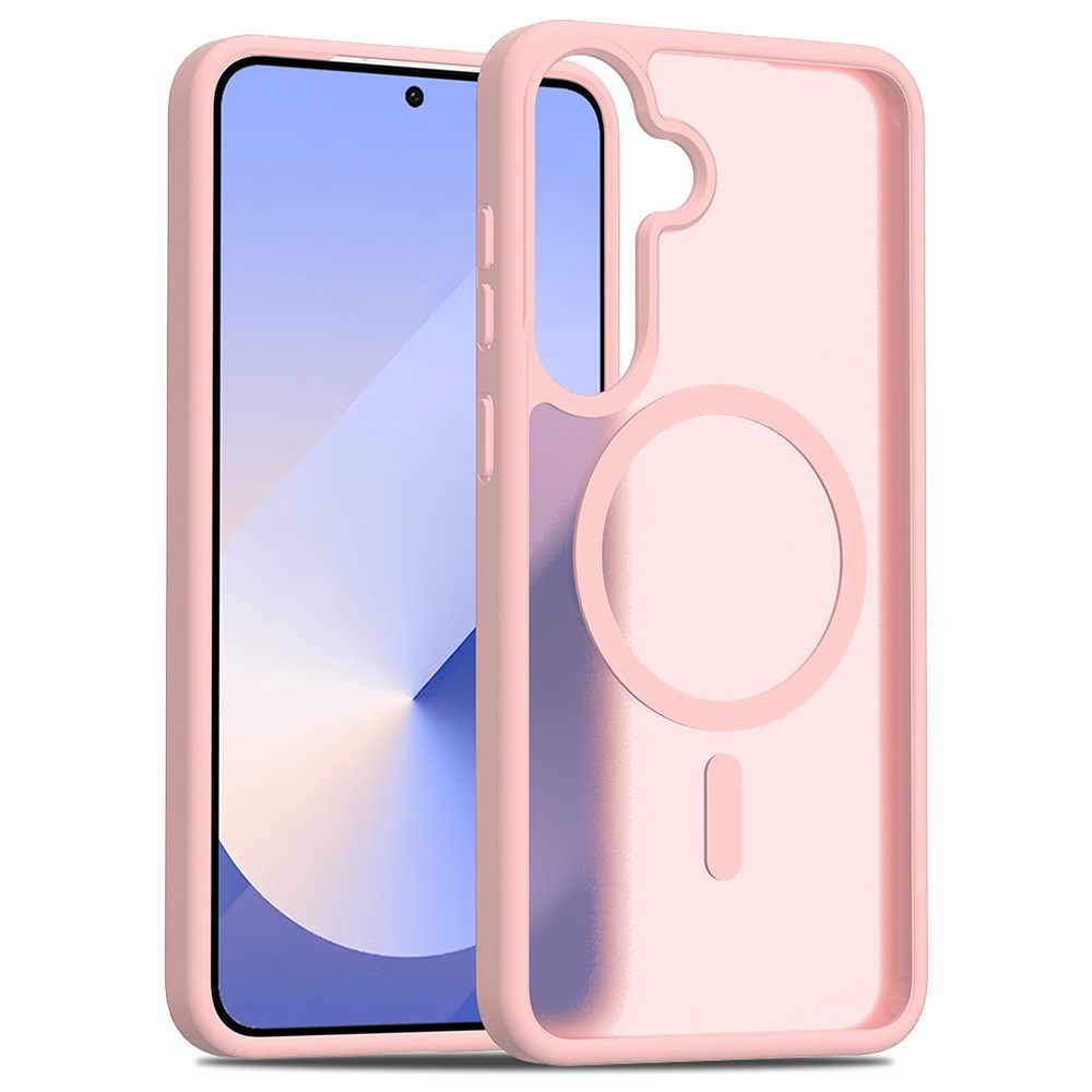 Samsung Galaxy S24 + (plus) / S25 + (plus) Mat Hybrid Cover – Magsafe Compatible – Pink / Transparent Samsung Galaxy S24 + (plus) / S25 + (Plus) Hybride Hybrid Couvre – Magsafe Compatible – Pink / Transparent