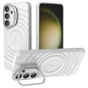 Samsung Galaxy S25 + (plus) Couverture en plastique flexible avec texture et kickstand – Hvideerwood Samsung Galaxy S25 + (Plus) Couverture en plastique flexible avec texture et kickstand – blanc