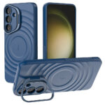 Samsung Galaxy S25 + (plus) Couverture en plastique flexible avec texture et kickstand – BlueIderwood Samsung Galaxy S25 + (plus) Couverture en plastique flexible avec texture et kickstand – bleu