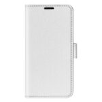 Samsung Galaxy S25 + (plus) Couverture de feuillette en cuir artificiel avec support de carte et fonction du support – Hvideerwood Samsung Galaxy S25 + (Plus) Couverture de revers en cuir artificiel avec porte-carte et fonction du support – blan