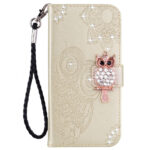Samsung Galaxy S25 Ultra Artificial Leather Flip Cover with Owl Motif – Guldeiderwood Samsung Galaxy S25 Ultra Artificial Leather Flip Cover avec motif de hibou – or