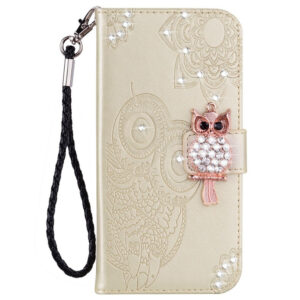 Samsung Galaxy S25 Ultra Artificial Leather Flip Cover with Owl Motif – Guldeiderwood Samsung Galaxy S25 Ultra Artificial Leather Flip Cover avec motif de hibou – or
