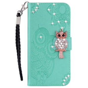 Samsung Galaxy S25 Ultra Artificial Leather Flip Cover avec Uglemotiv – TurQuoon Samsung Galaxy S25 Ultra Artificial Leather Flip Cover with Owl Motif – Turquioise
