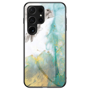 Samsung Galaxy S25 Couverture en marbre ultra hybride avec dos en verre – Bleu / Guldeiderwood Samsung Galaxy S25 Ultra Hybrid Marble Cover avec dos en verre – bleu / or