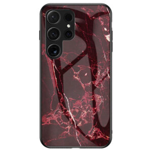 Samsung Galaxy S25 Couvercle en marbre ultra hybride avec dos en verre – Rediderwood Samsung Galaxy S25 Ultra Hybrid Marble Cover en verre arrière – rouge