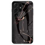 Samsung Galaxy S25 Ultra Hybrid Marble Cover avec dos en verre – Black / Guldeiderwood Samsung Galaxy S25 Ultra Hybrid Marble Cover avec dos en verre – noir / or