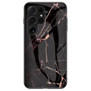Samsung Galaxy S25 Ultra Hybrid Marble Cover avec dos en verre – Black / Guldeiderwood Samsung Galaxy S25 Ultra Hybrid Marble Cover avec dos en verre – noir / or