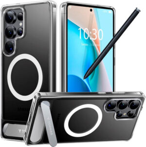 Torras Samsung Galaxy S25 Ultra Hybrid Cover avec fonction du support – Magsafe compatible – transparent Torras Samsung Galaxy S25 Ultra Hybrid Cover avec fonction du support – Magsafe compatible – transparent transparent