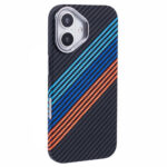 Couverture en carbone de motif  – iPhone 16 – Magsafe Compatible – Colofful Stripesiderwood Pattern Carbon Cover – iPhone 16 – Magsafe Compatible – Stripes colorées