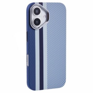 Pattern Carbone Cover – iPhone 16 – Magsafe Compatible – Blue Stripesiderwood Pattern Carbon Cover – iPhone 16 – Magsafe Compatible – Blue Stripes