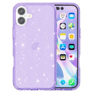 iPhone 16 Hybrid Plastic Cover – Purple Glitteriderwood iPhone 16 Hybrid Plastic Cover – Purple paillettes